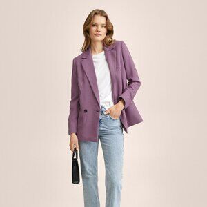 Mango Houndstooth Wool- Blend Blazer